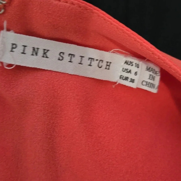 Pink stitch 60s gogo style mini sleeveless pink, orange and silver dress. Size 6 - Picture 9 of 9